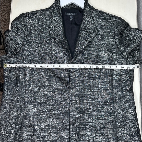 Eileen Fisher Women's Grey and Silver Silk Blend Jacquard Duster Jacket Size M - Picture 13 of 15